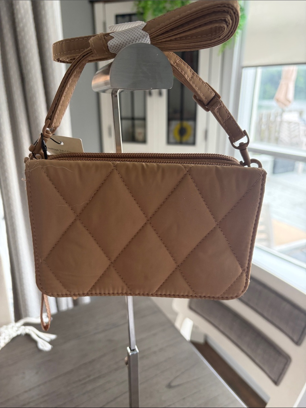 Vera Bradley Quilted Mini Wallet/Phone Crossbody in Tan